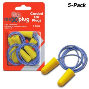 Maxisafe HEC670 5-Pack Class 5 27dB Disposable Corded MaxiPlug Ear Plugs